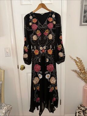 NWOT Rockin’ C Western Embroidered Long Sleeve Maxi Dress